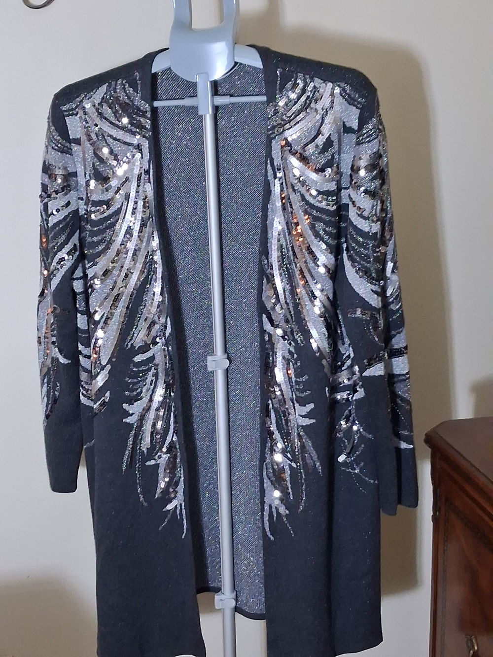 Chico's Black Sequin Open-Front Jacket